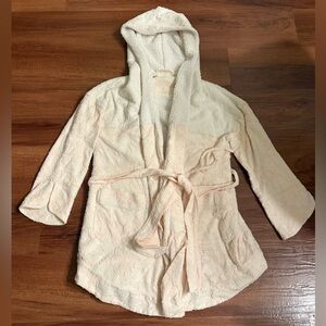 Anthropologie Cream Hooded Robe